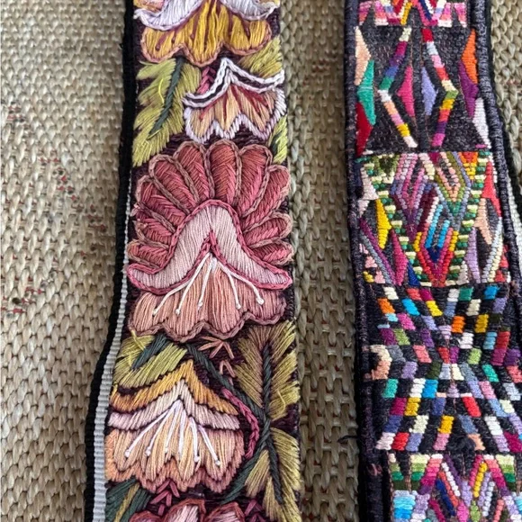 Raw Huipil Materials Vintage Guatemala Colorful Embroidered Belts - Picture 5 of 7